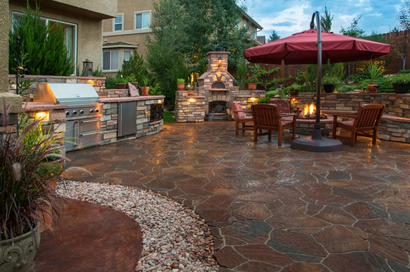 Outdoor patio with natural stone